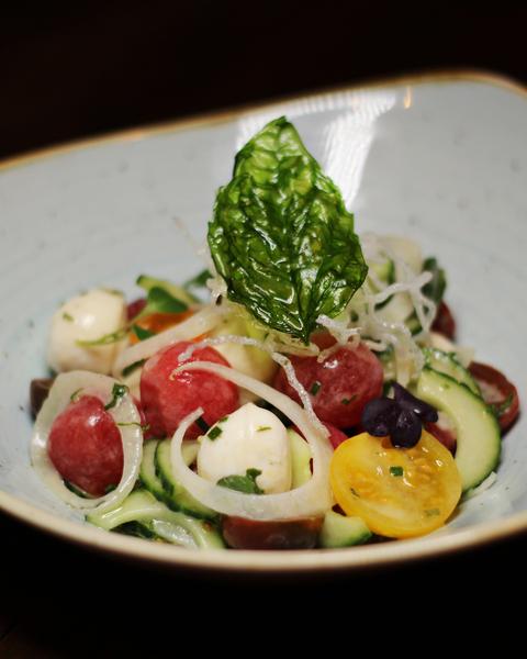 Watermelon and heirloom tomato salad