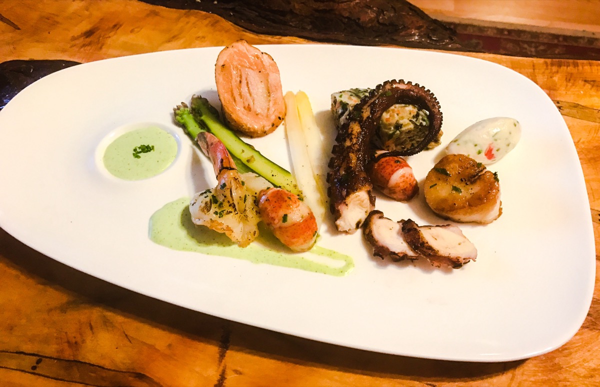 Seafood trio, scallop, octopus, shrimp