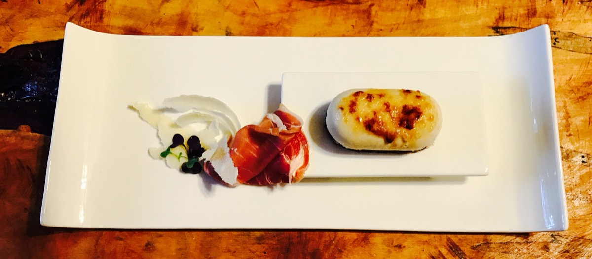 Prosciutto, parmesan mousse, brulee