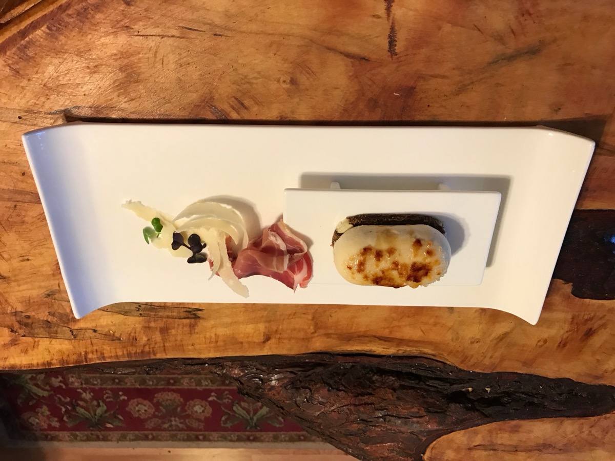Prosciutto and parmesan toast, truffle