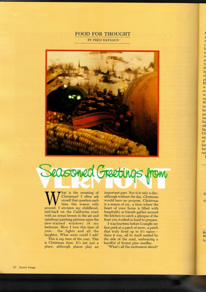Food for Thought, Seasoned Greetings from Vermont, by Fred Raynaud