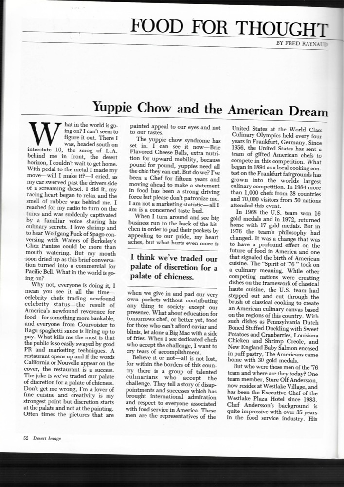 Food for Thought, Yuppie Chow and the American Dream, by Fred Raynaud